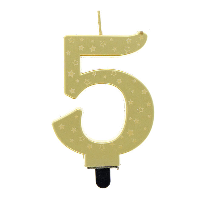 Gold Starry Number 5 Cake Candle
