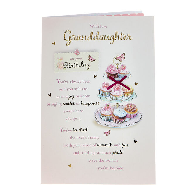 Birthday Card - Granddaughter Cupcake Stand