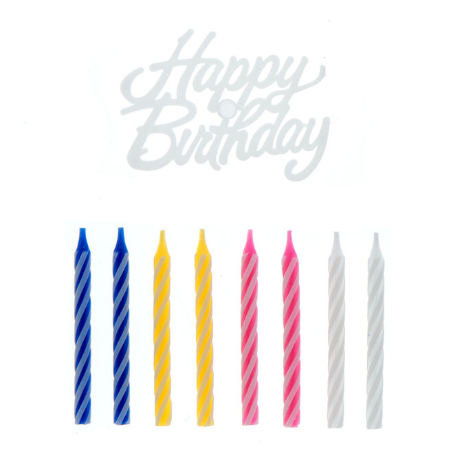 Happy Birthday Jumbo Candles Set - 24 Candles & 13 Holders