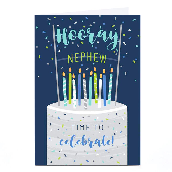 Personalised Birthday Card - Time To Celebrate Cake, Nephew
