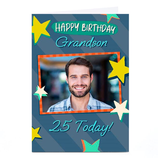 Photo 25th Birthday Card - Grandson, 25 Today Stars