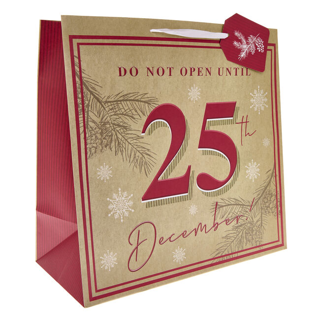 Do Not Open Until 25th December Giant Square Christmas Gift Bag