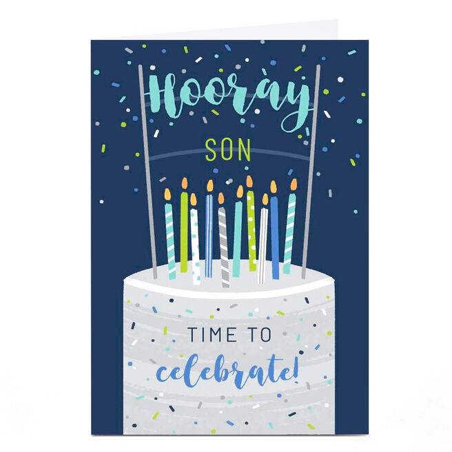 Personalised Birthday Card - Time To Celebrate Cake, Son
