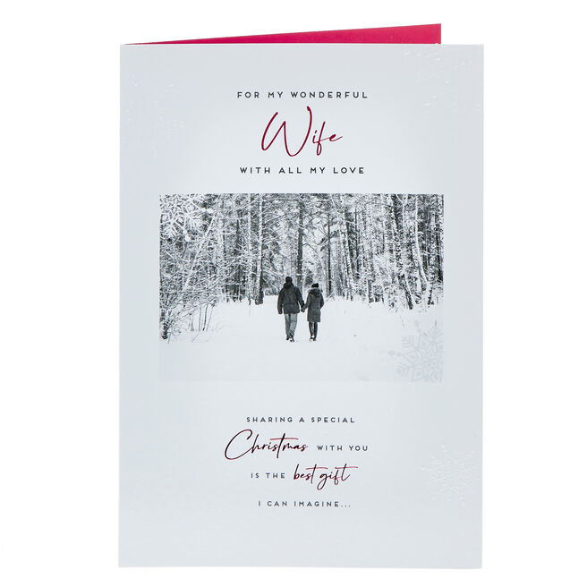 Wonderful Wife Couple In Snow Christmas Card