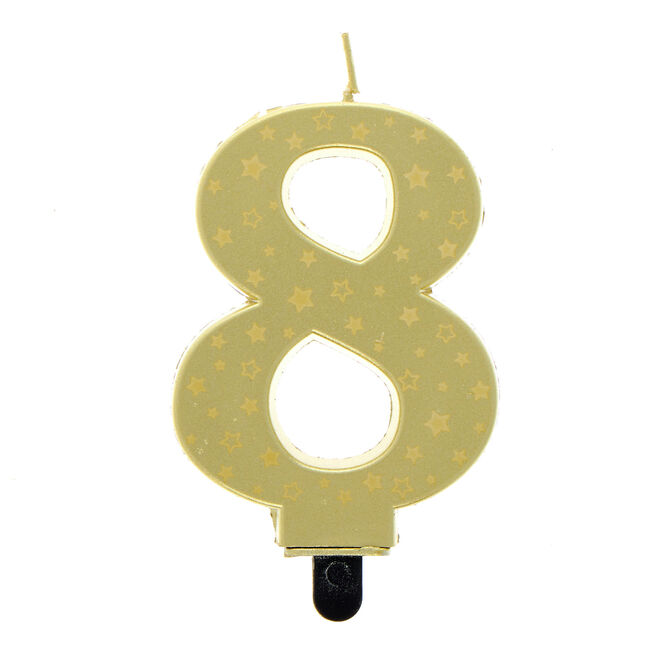 Gold Starry Number 8 Cake Candle