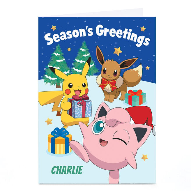 Personalised Pokemon Christmas Card - Tree & Gifts