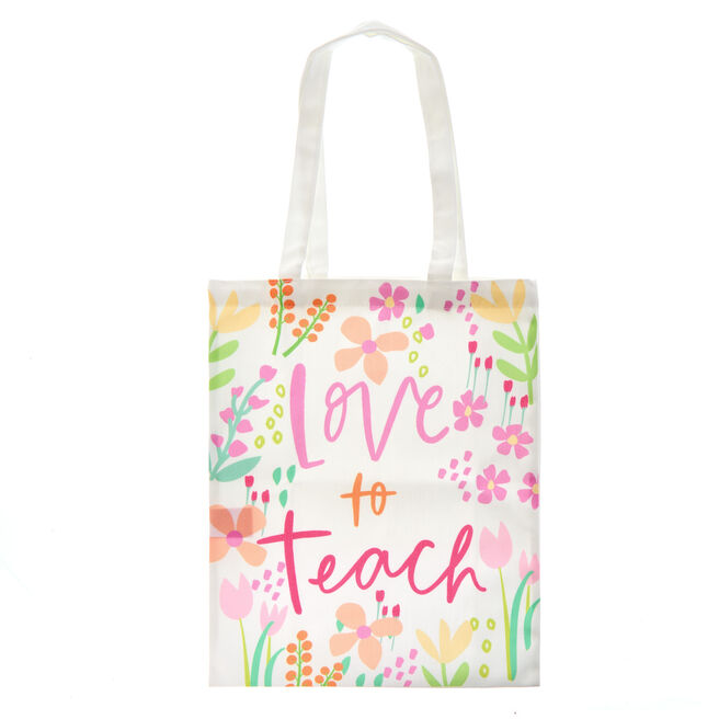 Love to Teach Floral Tote Bag