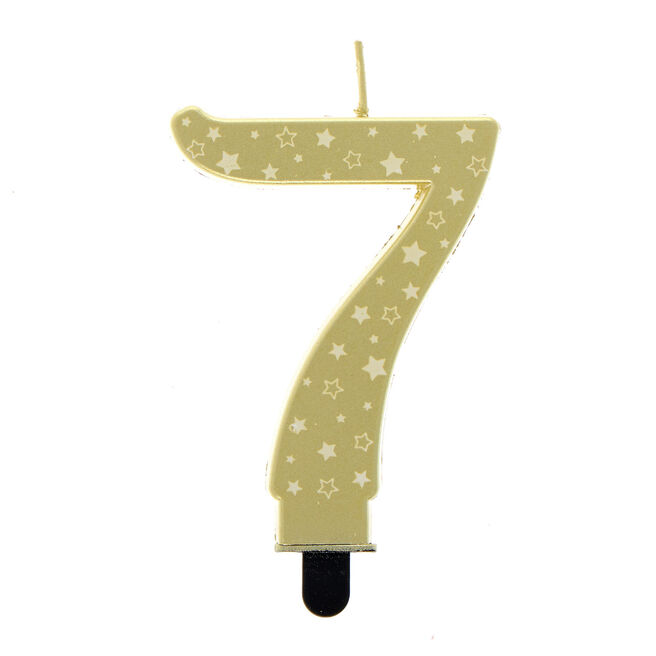 Gold Starry Number 7 Cake Candle 