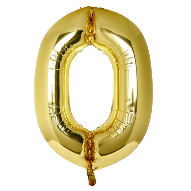 Large 34-Inch Gold Number 0 Foil Helium Balloon (Uninflated) 