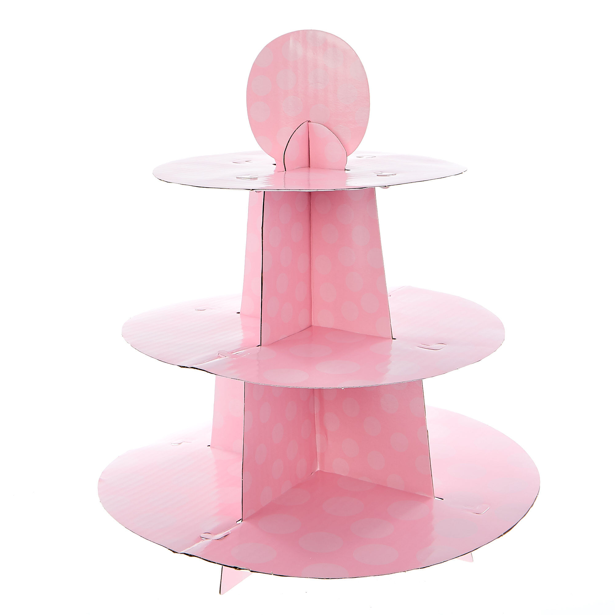 3-Tier Pink Round Cardboard Cupcake Stand (12