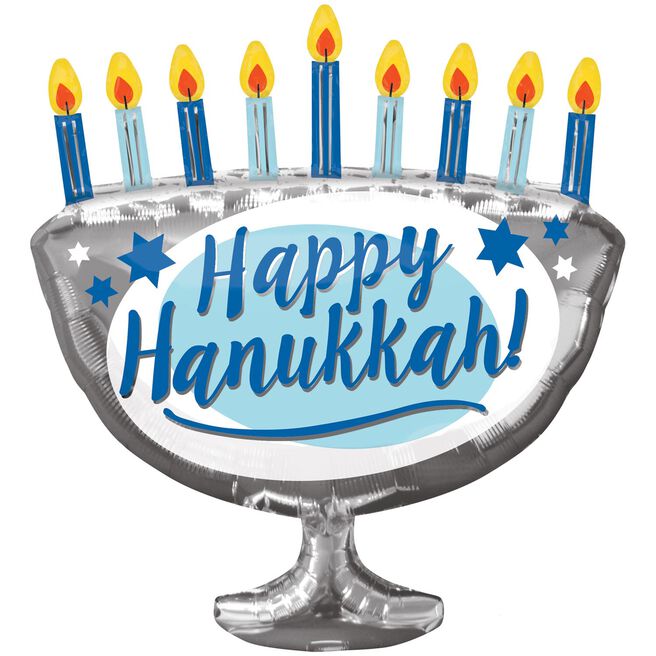 29-Inch Happy Hanukkah Menorah Foil Helium Balloon