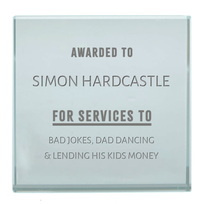 Personalised Engraved Glass Token  - Dad Award