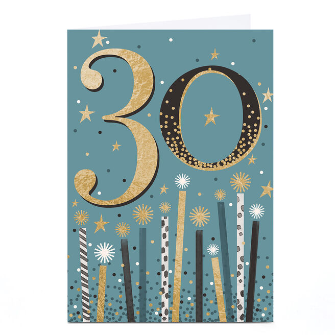 Personalised 30th Birthday Card - Birthday Starry Candles