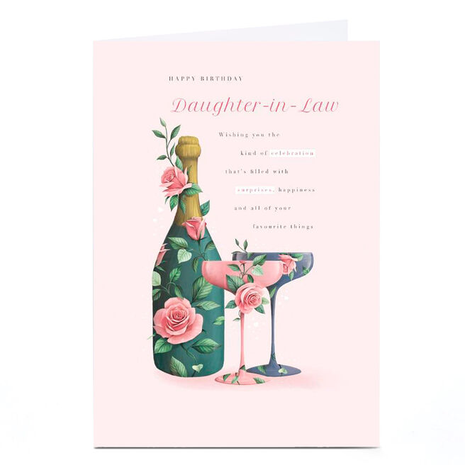 Personalised Birthday Card - Floral Drinks, Daughter-in-Law