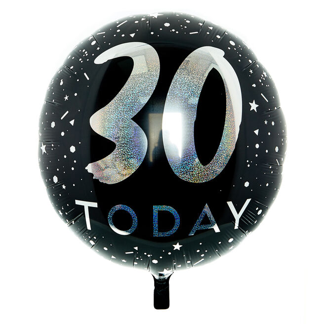 Black & Silver 30 Today 31-Inch Foil Helium Balloon