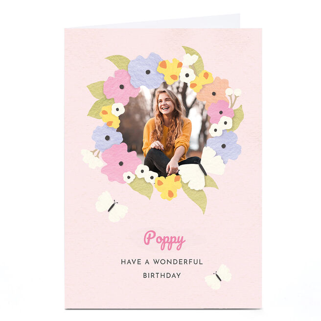 Photo Lemon & Sugar Birthday Card - Pastel Flower Wreath