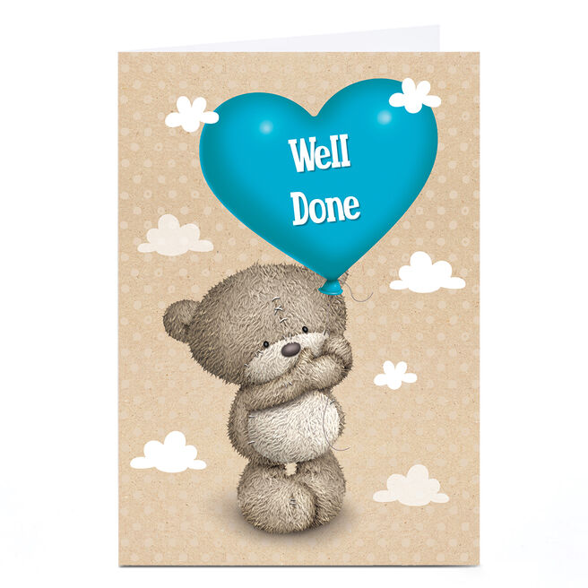Personalised Hugs Bear Well Done Card - Heart Balloon