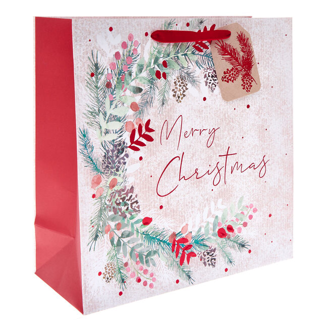 Traditional Wreath Large Square Christmas Gift Bag