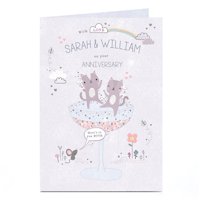 Personalised Card - Dancing Cats & Champagne