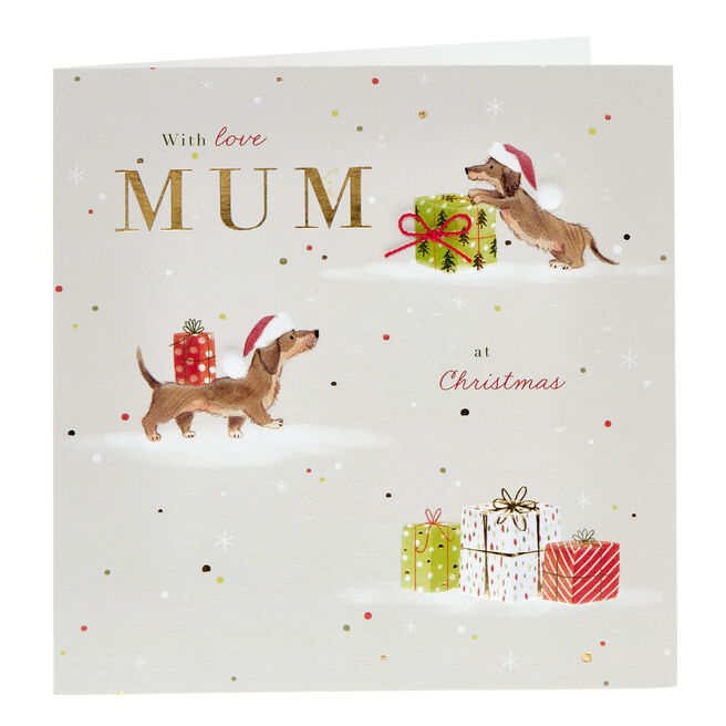 Mum With Love Dachshunds Christmas Card