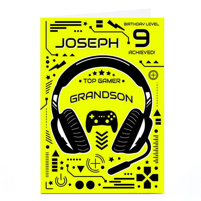 Personalised Birthday Card - Top Gamer Grandson, Any Age
