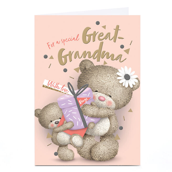 Personalised Hugs Birthday Card - Bear Present For a Special Great Grandma