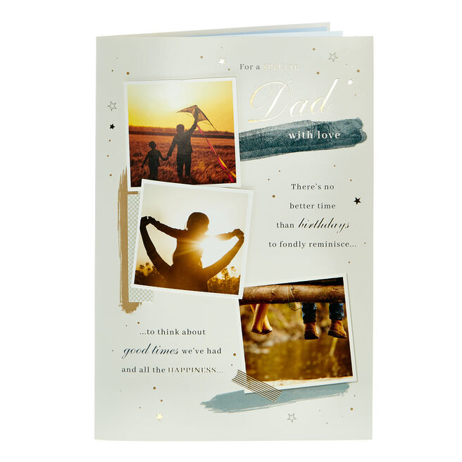 Dad With Love Sepia Photos Birthday Card