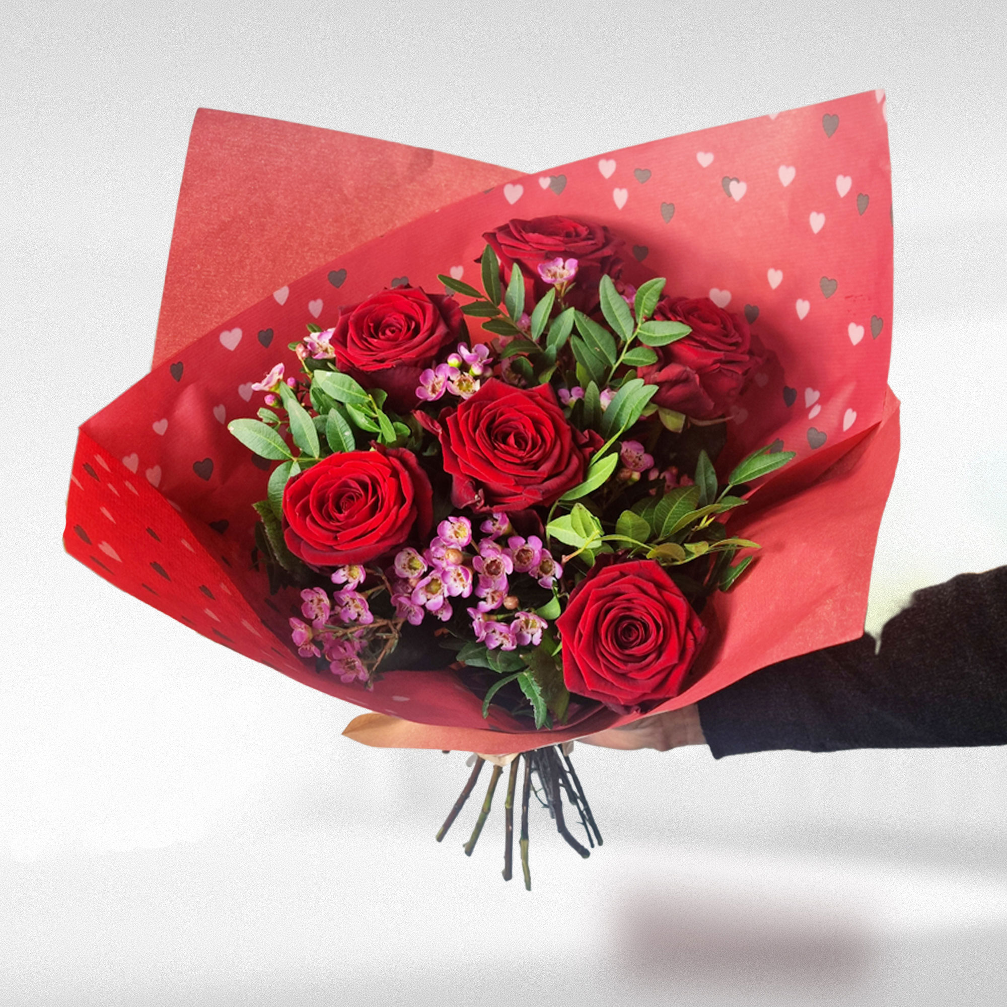 Half A Dozen Red Roses Flower Bouquet - Free Delivery!