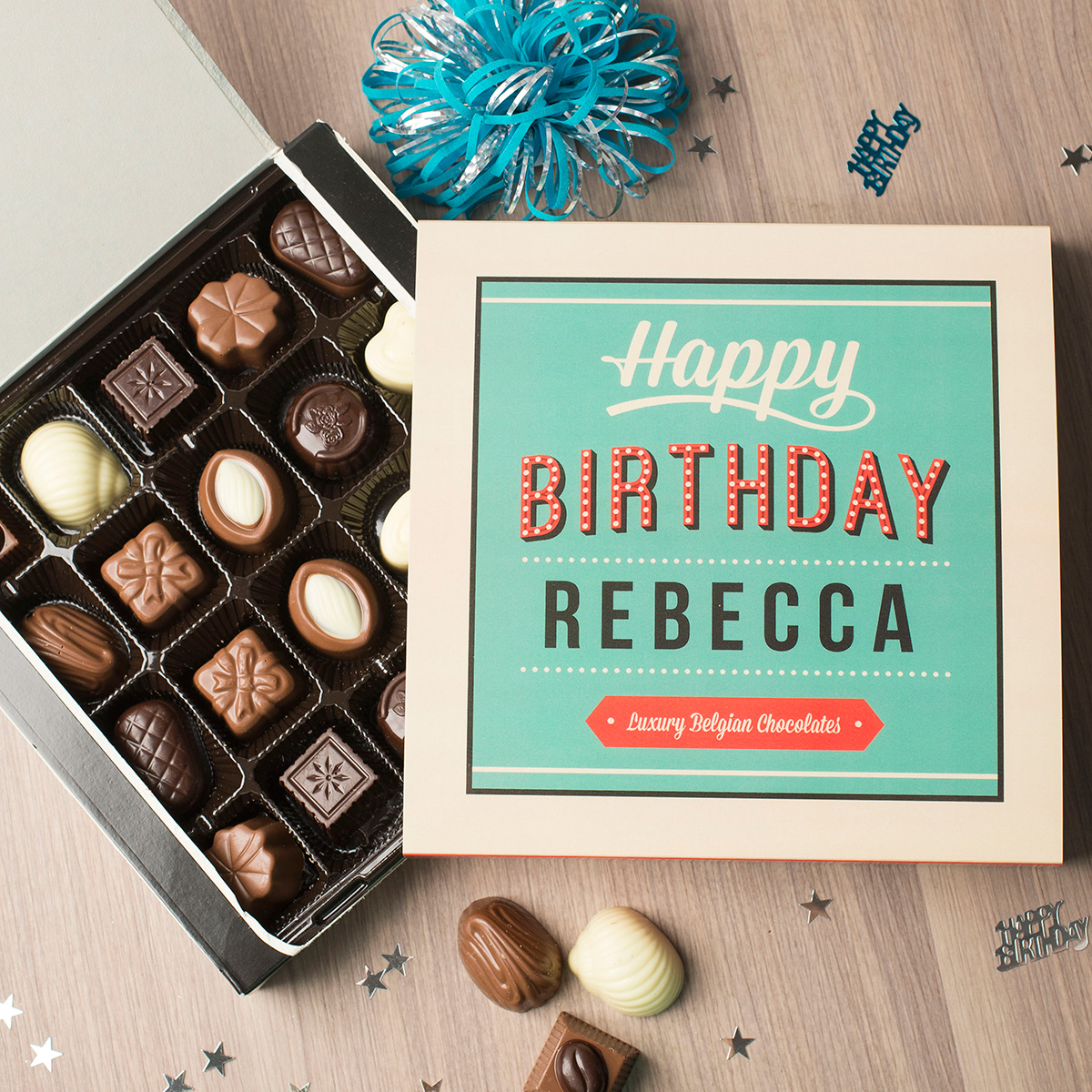 Personalised Belgian Chocolates - Birthday In Lights