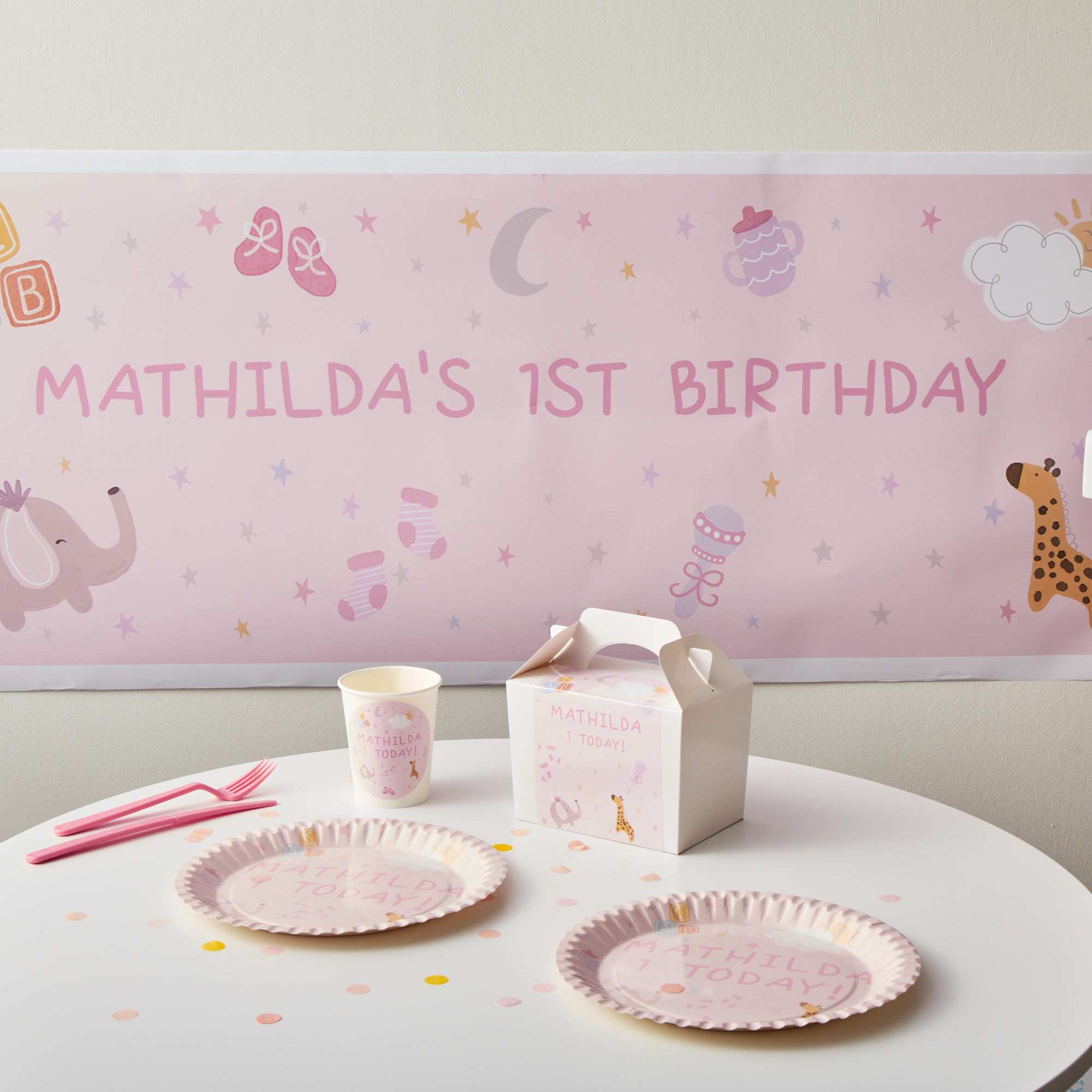 Baby Pink Personalised Party Banner