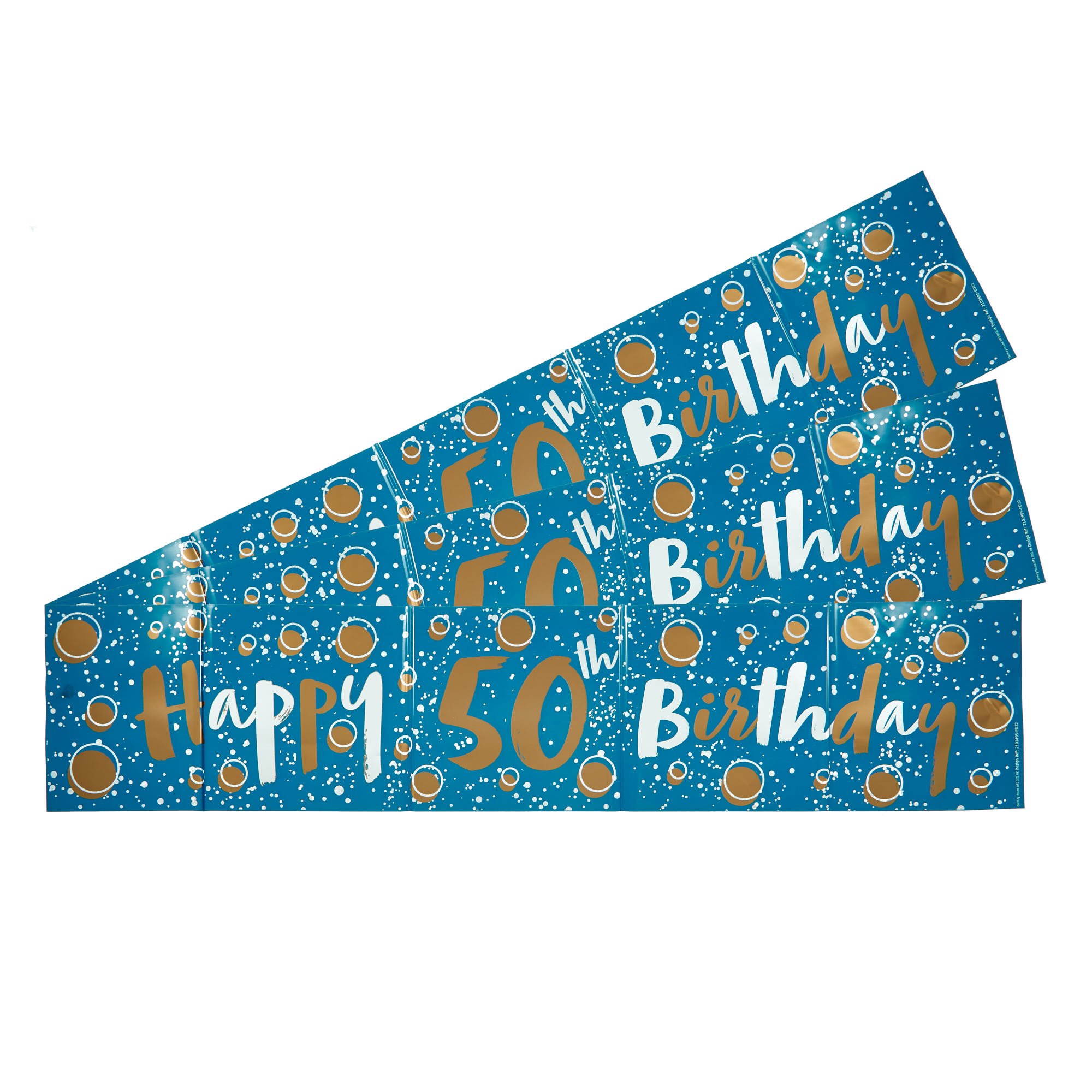Blue & Gold Happy 50th Birthday Banners - Pack of 3