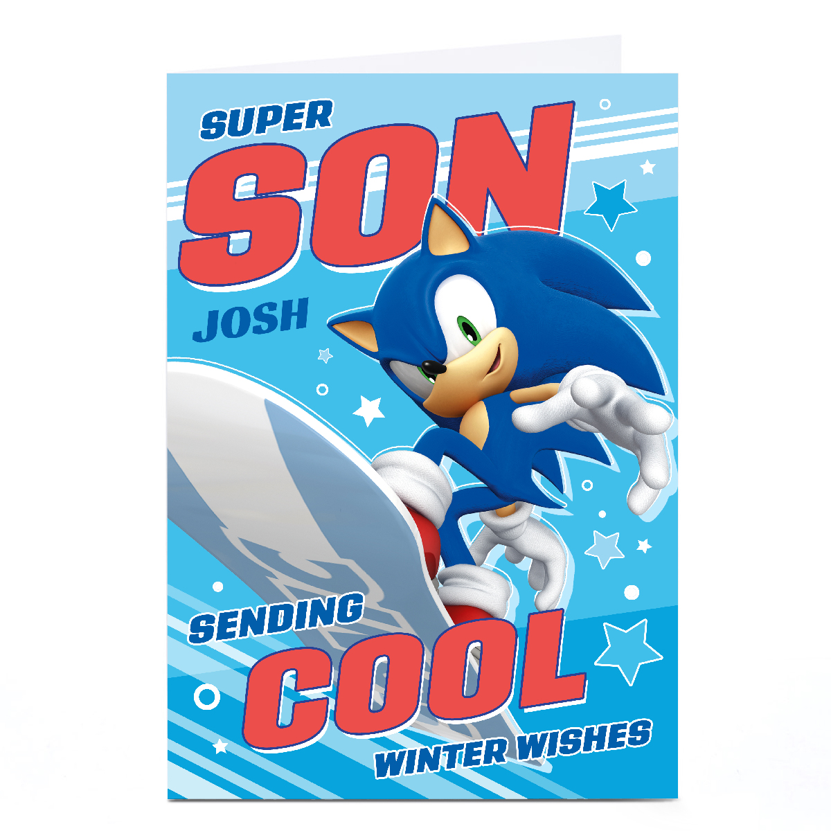 Personalised Sonic Christmas Card - Surfing Sonic, Super Son