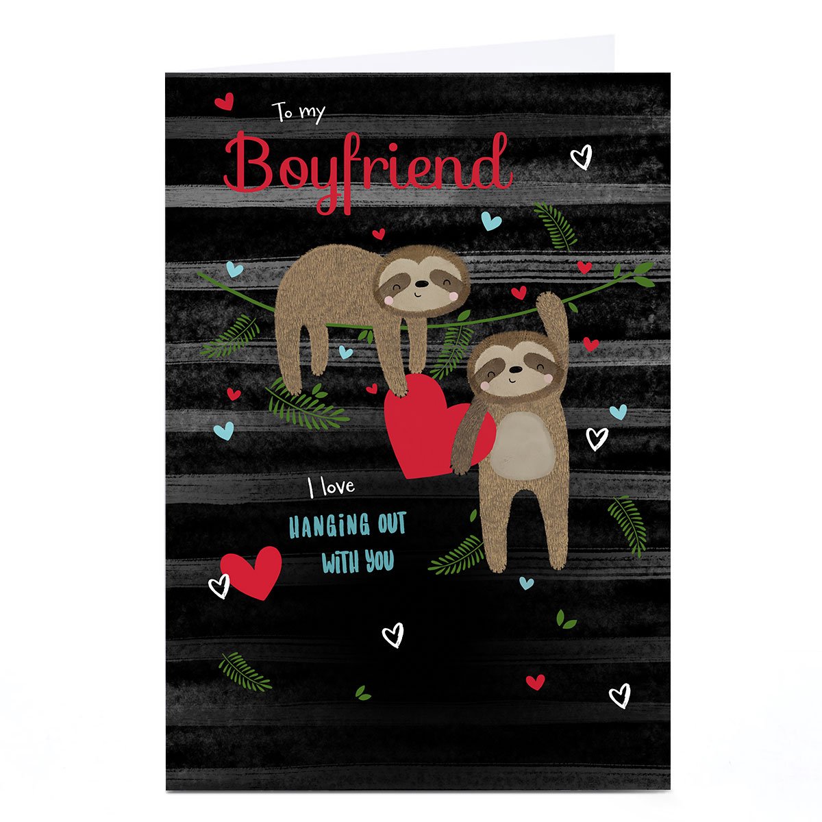 Personalised Valentine's Day Card - Sloths Hanging Out, Boyfriend