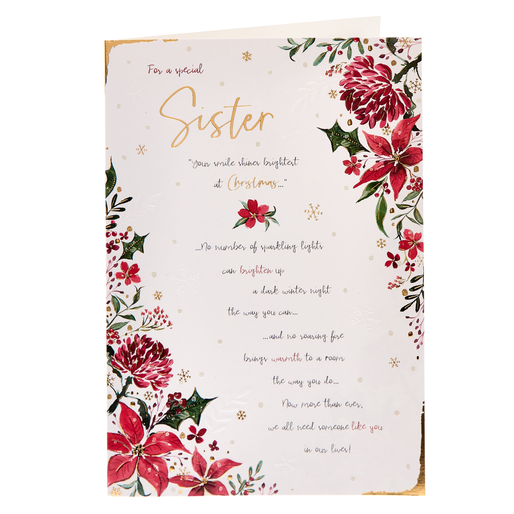 Sister Red Flowers Christmas Card