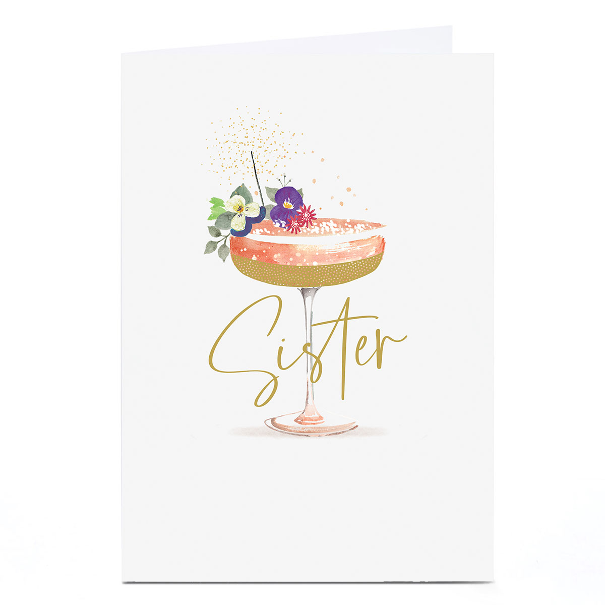 Personalised Birthday Card - Peach Cocktail, Sister