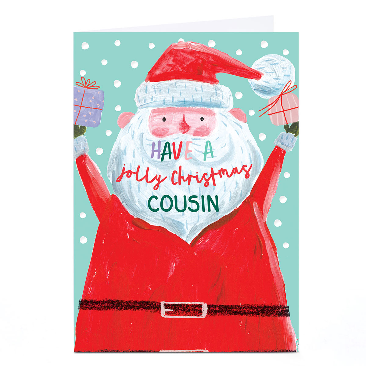 Personalised Christmas Card - Santa Have A Jolly Christmas, Cousin