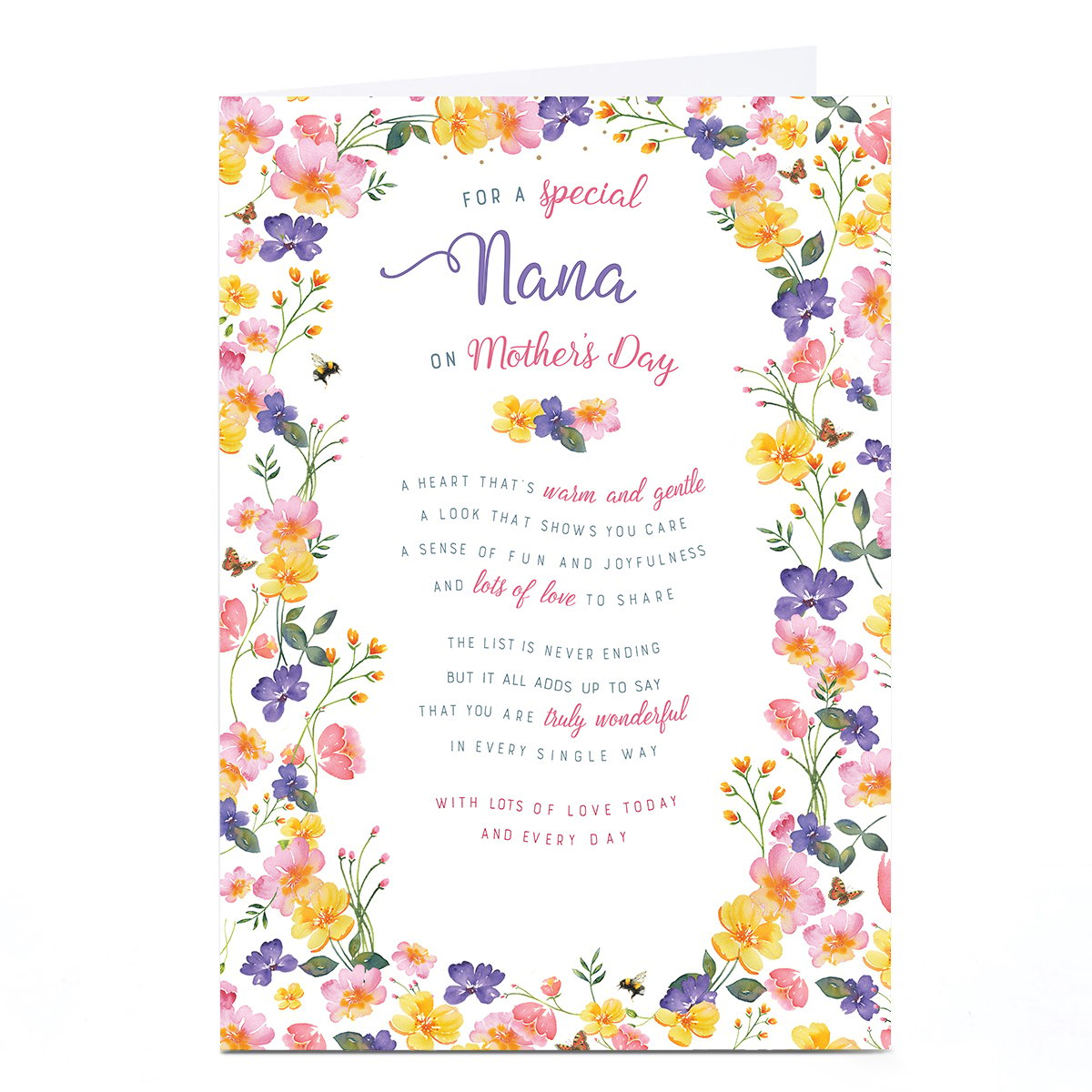 Personalised Mother's Day Card - Special Nana Poem