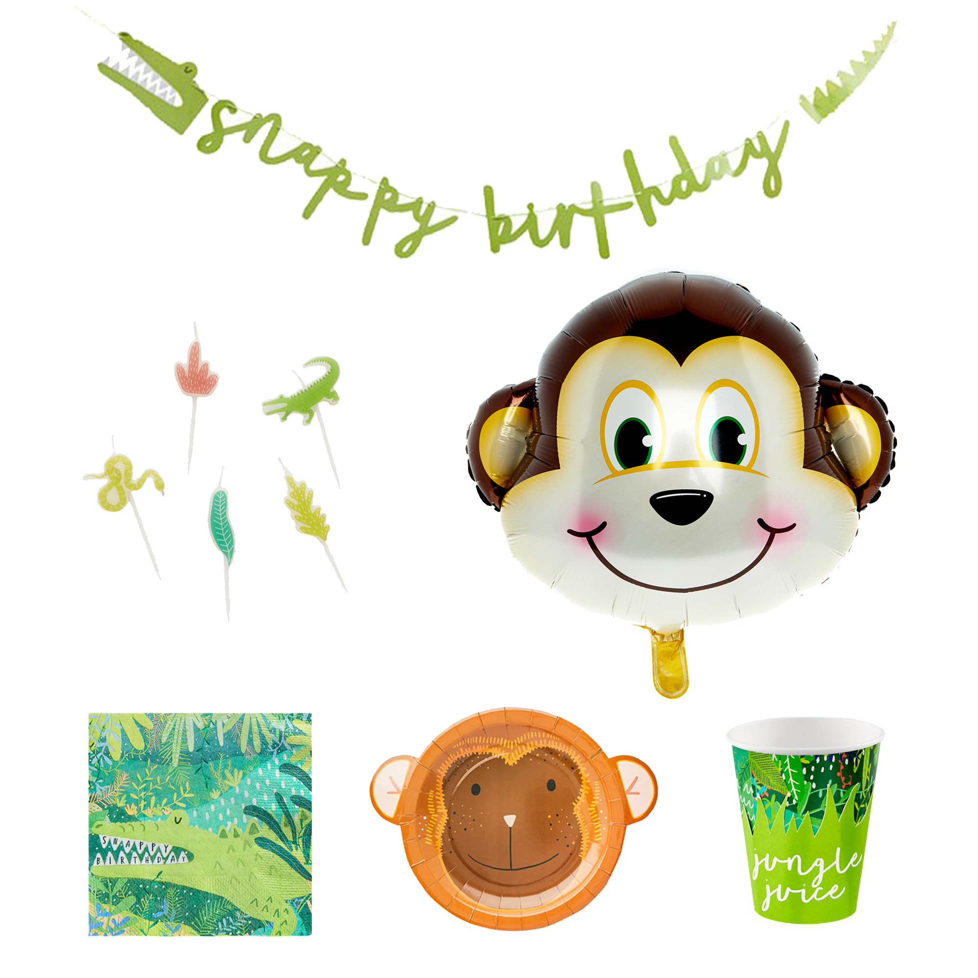 Jungle Birthday Party Tableware & Decorations Bundle - 10 Guests