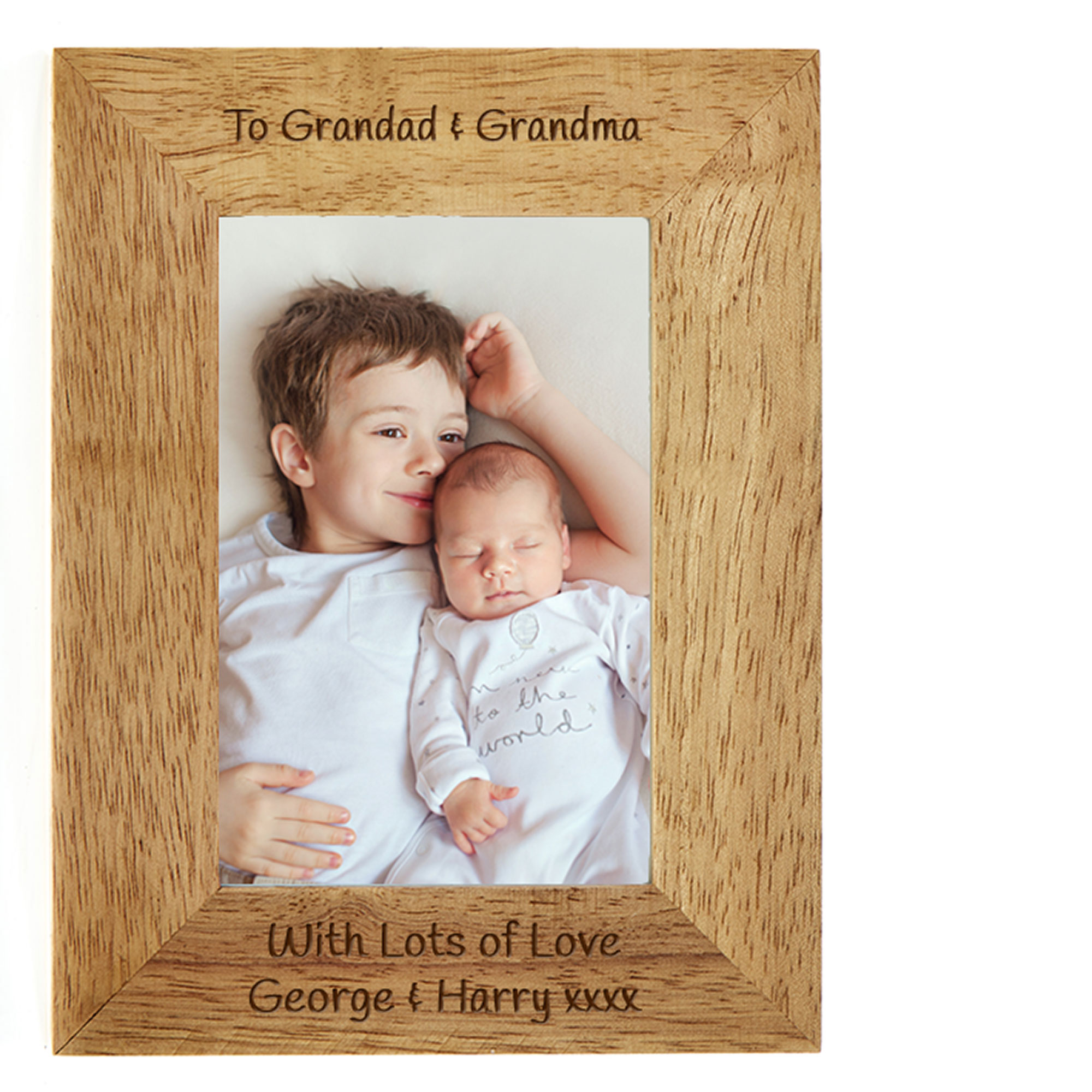 Personalised Engraved Wooden Photo Frame - Portrait Photo