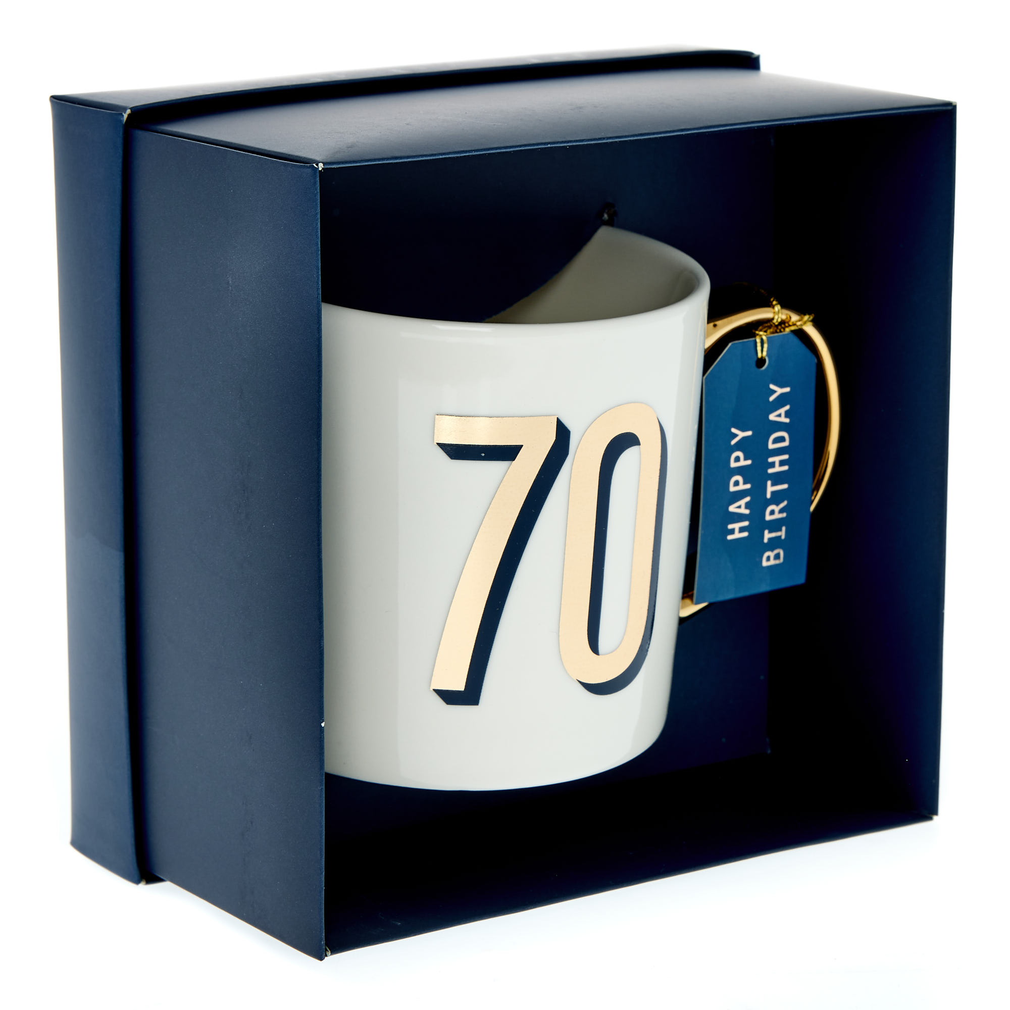 Blue & Gold 70th Birthday Mug in a Box