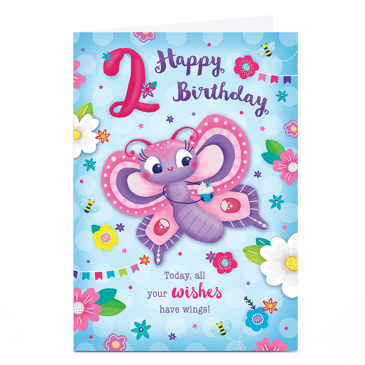 Personalised 2nd Birthday Card - Birthday Butterfly