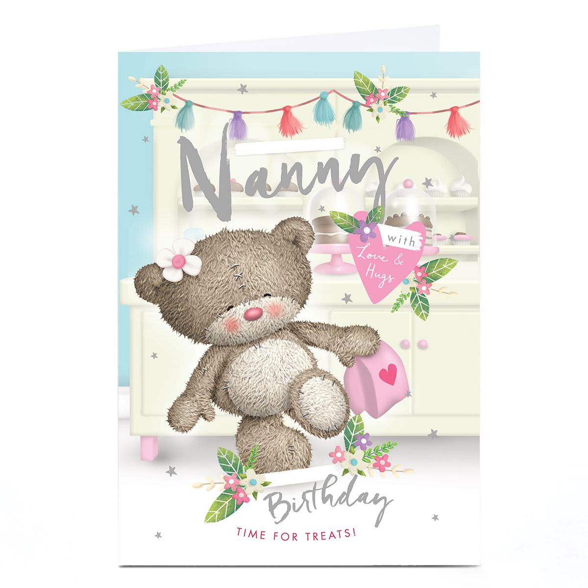 Personalised Hugs Birthday Card - Time for Treats, Nanny