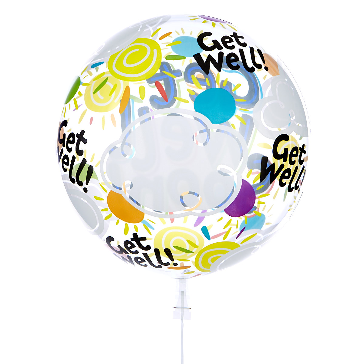 22-Inch Bubble Balloon - Get Well Soon - DELIVERED INFLATED! 