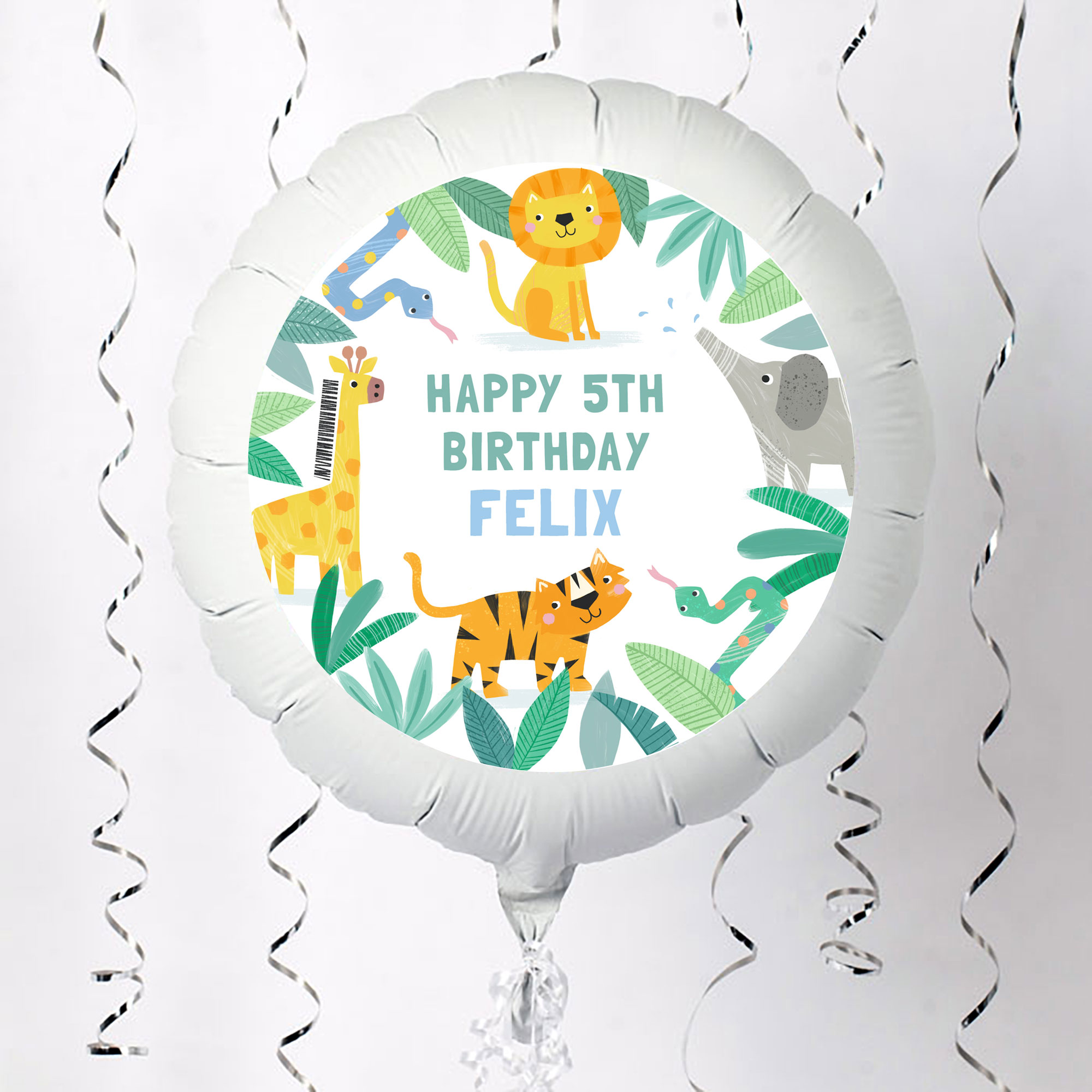 Personalised Large Helium Balloon - Jungle Animals