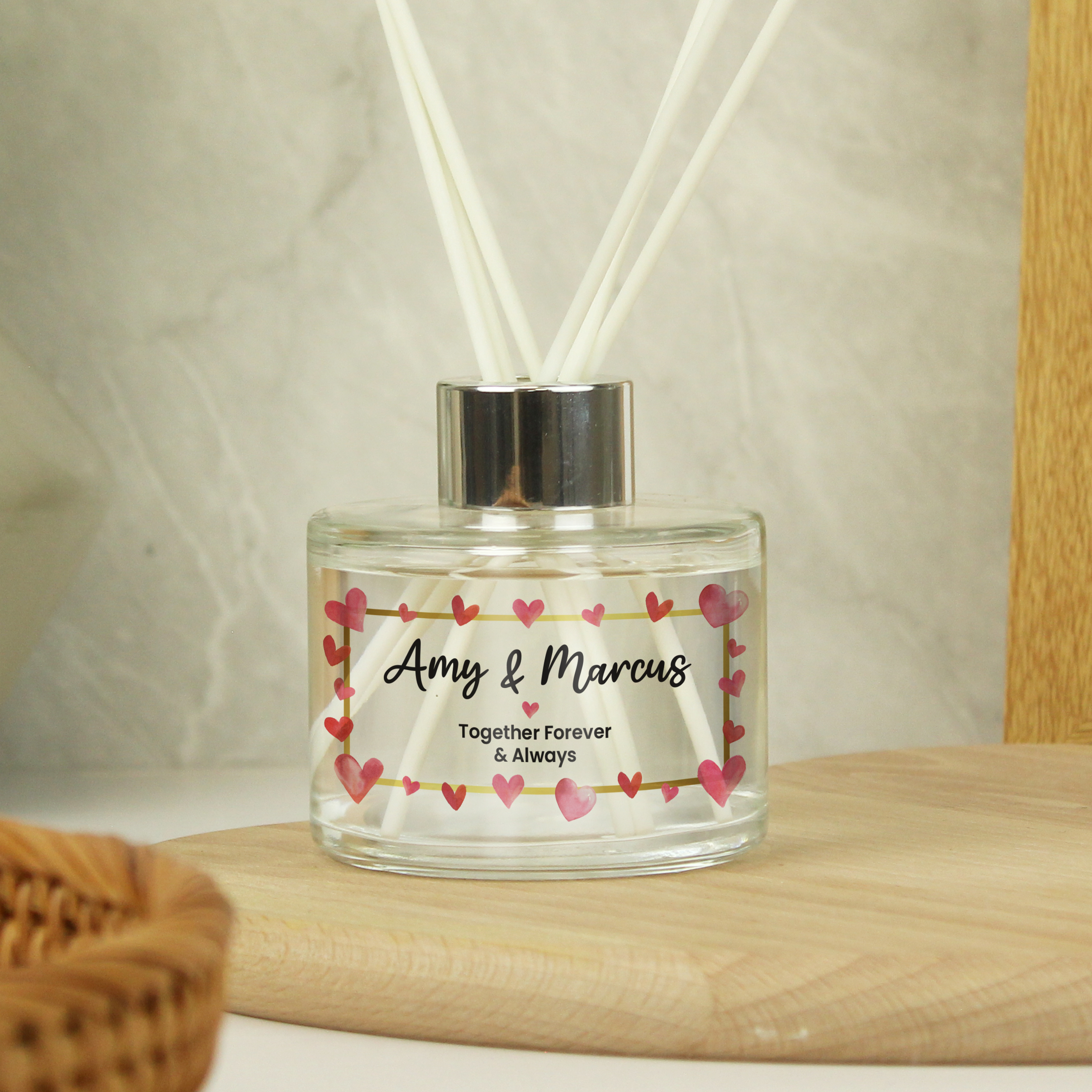 Personalised Hearts Fresh Cotton Fragrance Diffuser