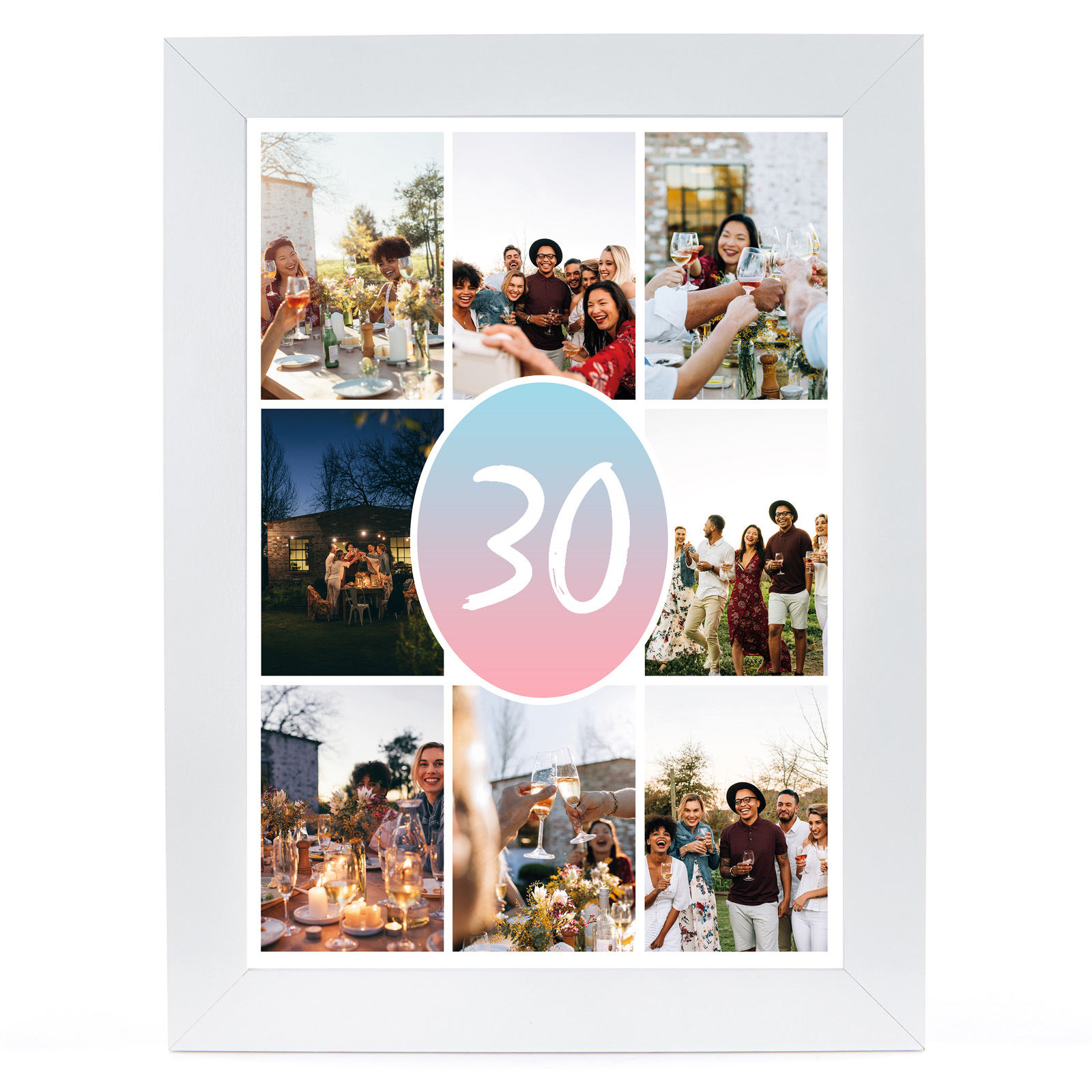 Personalised Milestone Age Photo Print - Pink & Blue Gradient, Editable Age