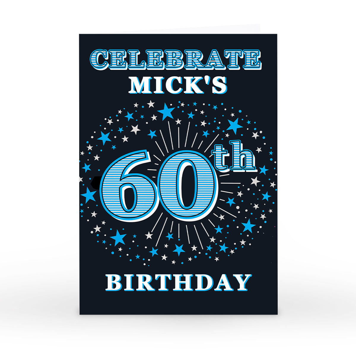 Buy Personalised 60th Birthday Invitation- Blue Stars For Gbp 1.79 