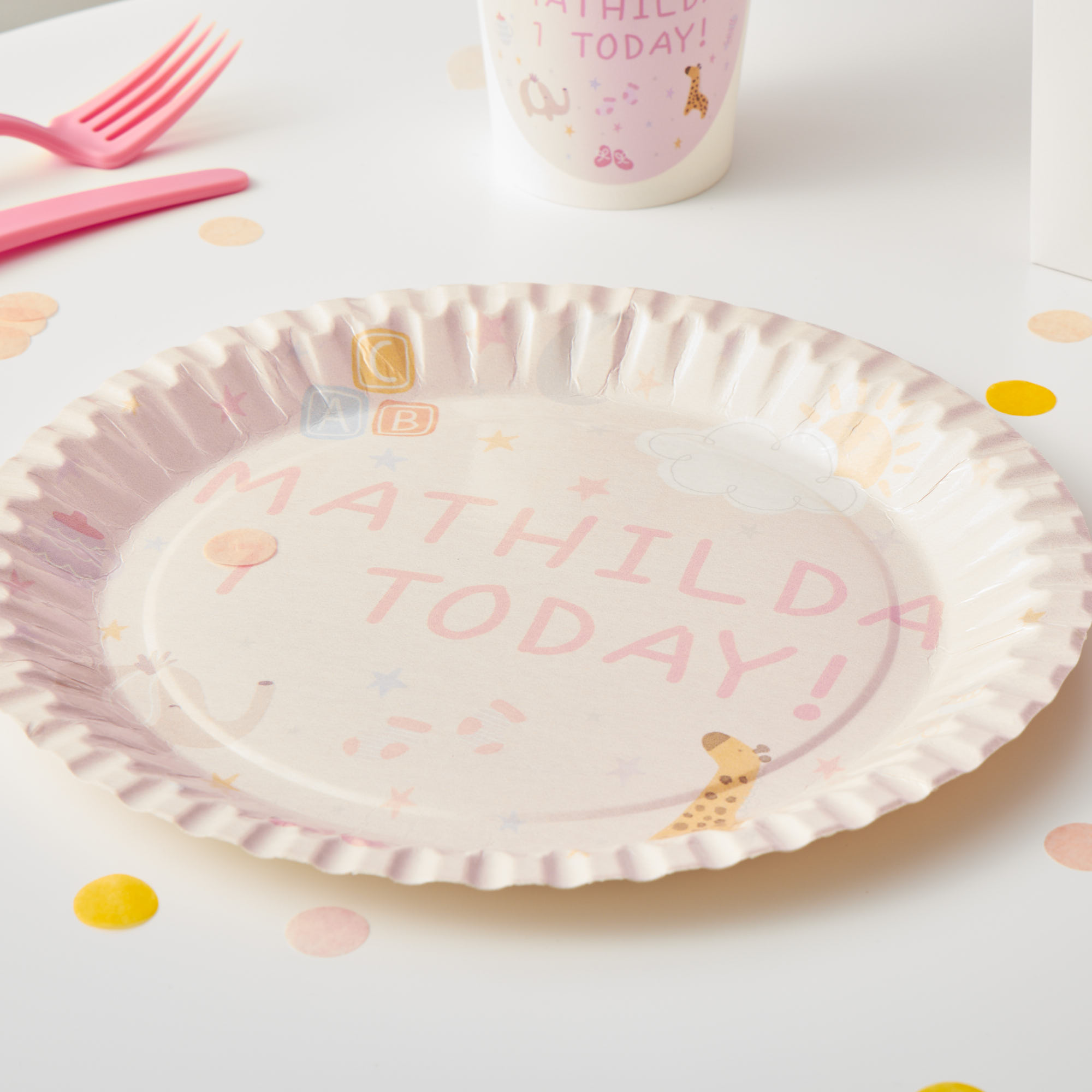 Baby Pink Personalised Party Plate