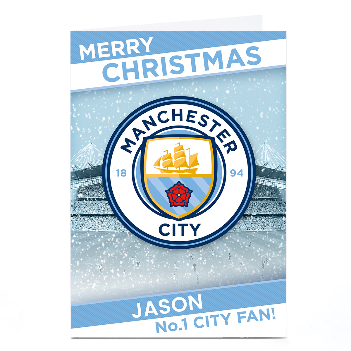 Personalised Manchester City Christmas Card - Club Badge