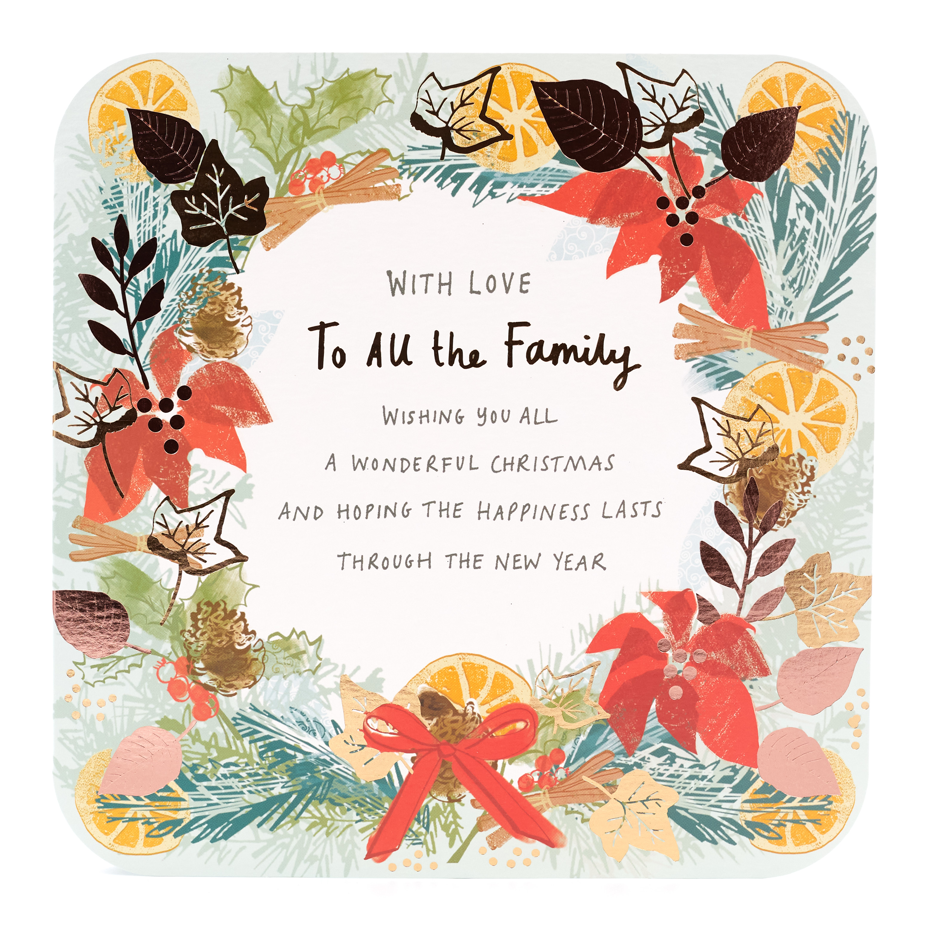 Christmas Card - All The Family, Festive Wreath